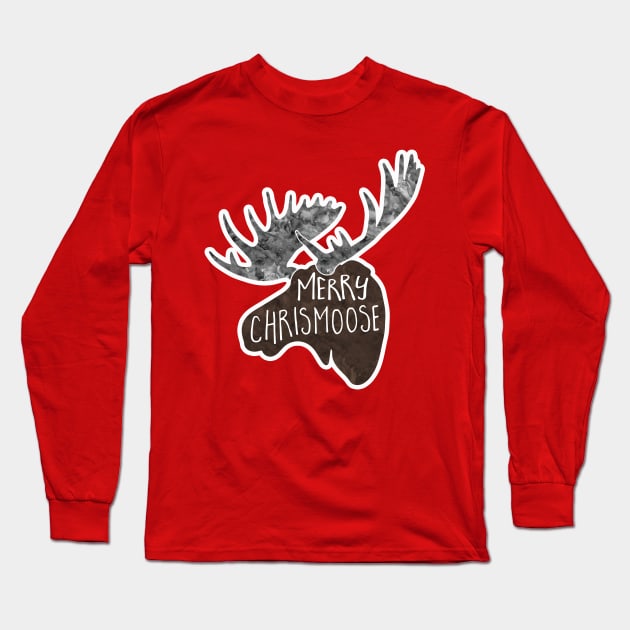Merry Chrismoose - funny pun design Long Sleeve T-Shirt by HiTechMomDotCom
